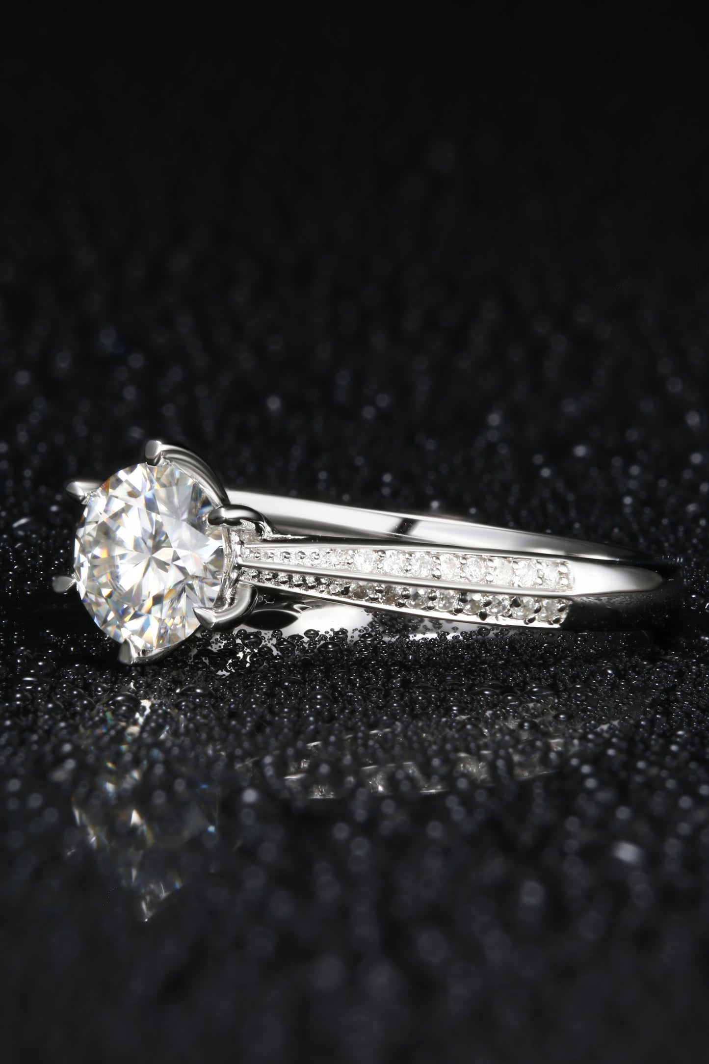 1ct Round Mossanite Women Ring | White Gold-Plated S925 Ring, Custom Available