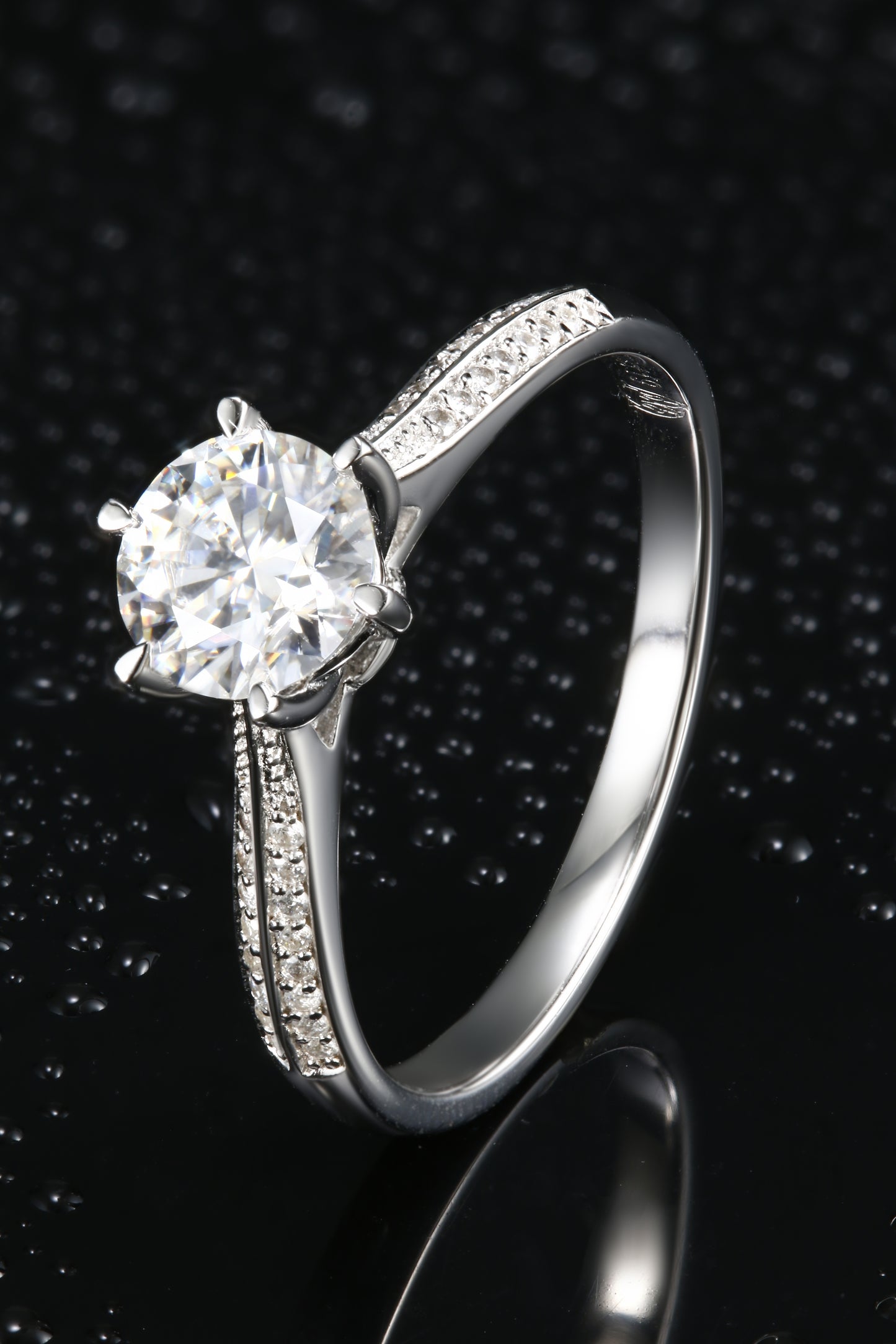 1ct Round Mossanite Women Ring | White Gold-Plated S925 Ring, Custom Available