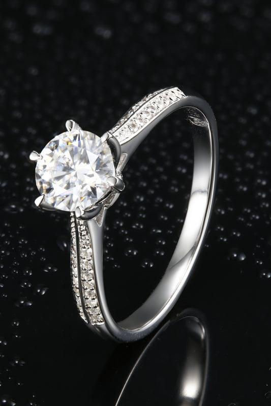 1ct Round Mossanite Women Ring | White Gold-Plated S925 Ring, Custom Available