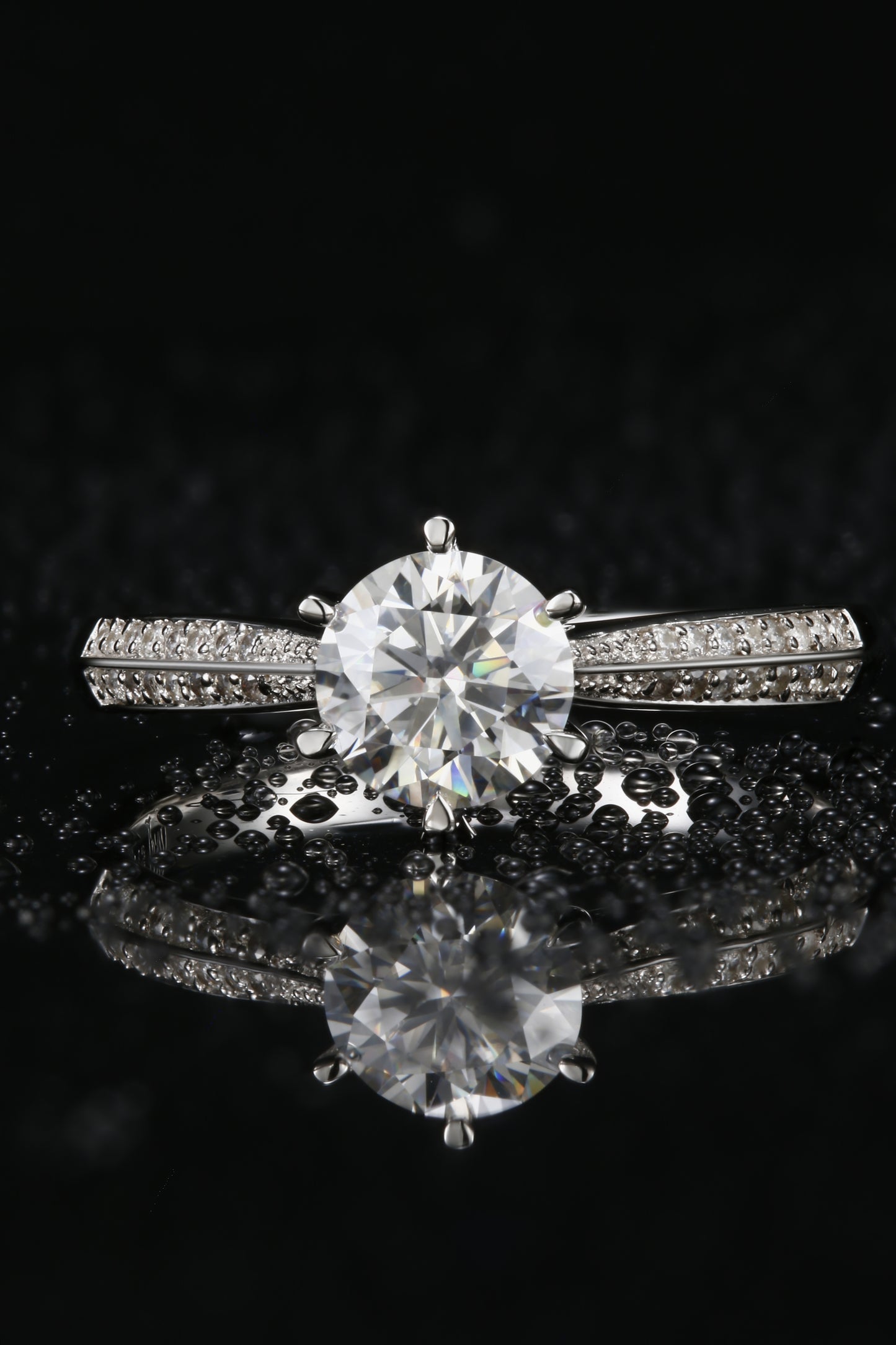 1ct Round Mossanite Women Ring | White Gold-Plated S925 Ring, Custom Available