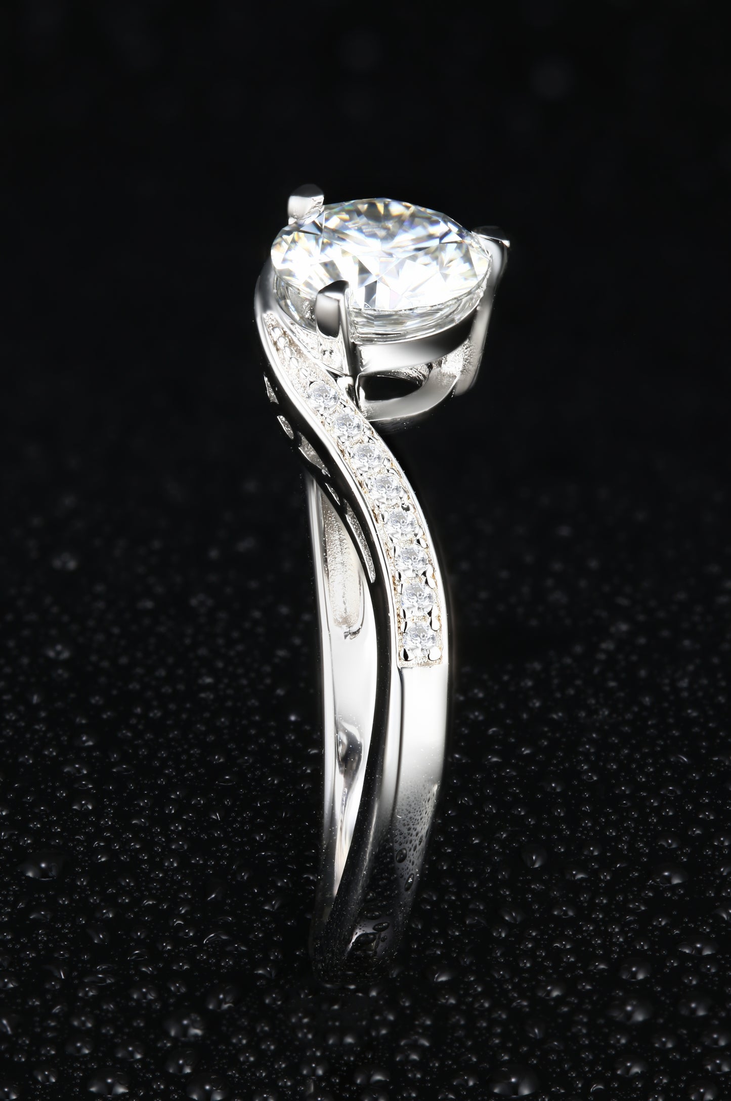 1ct Round Mossanite Women Ring | White Gold-Plated S925 Ring, Custom Available