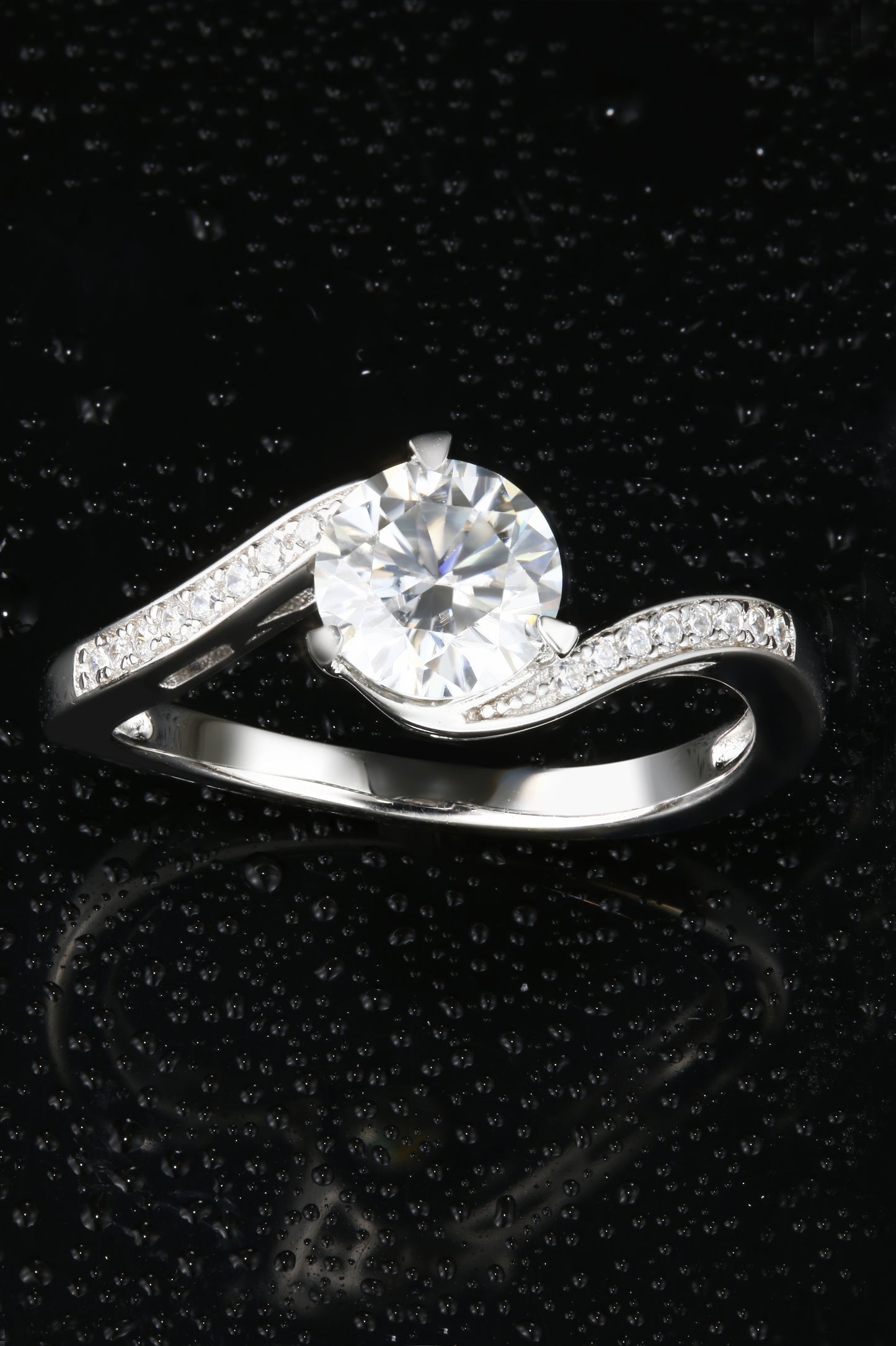 1ct Round Mossanite Women Ring | White Gold-Plated S925 Ring, Custom Available