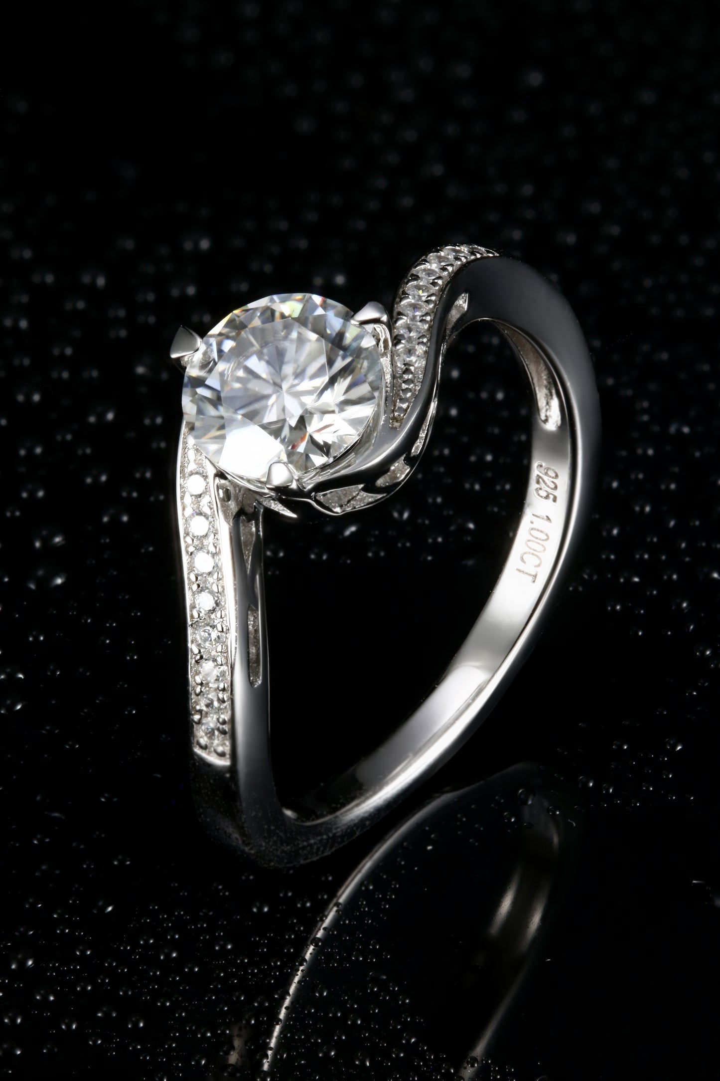 1ct Round Mossanite Women Ring | White Gold-Plated S925 Ring, Custom Available