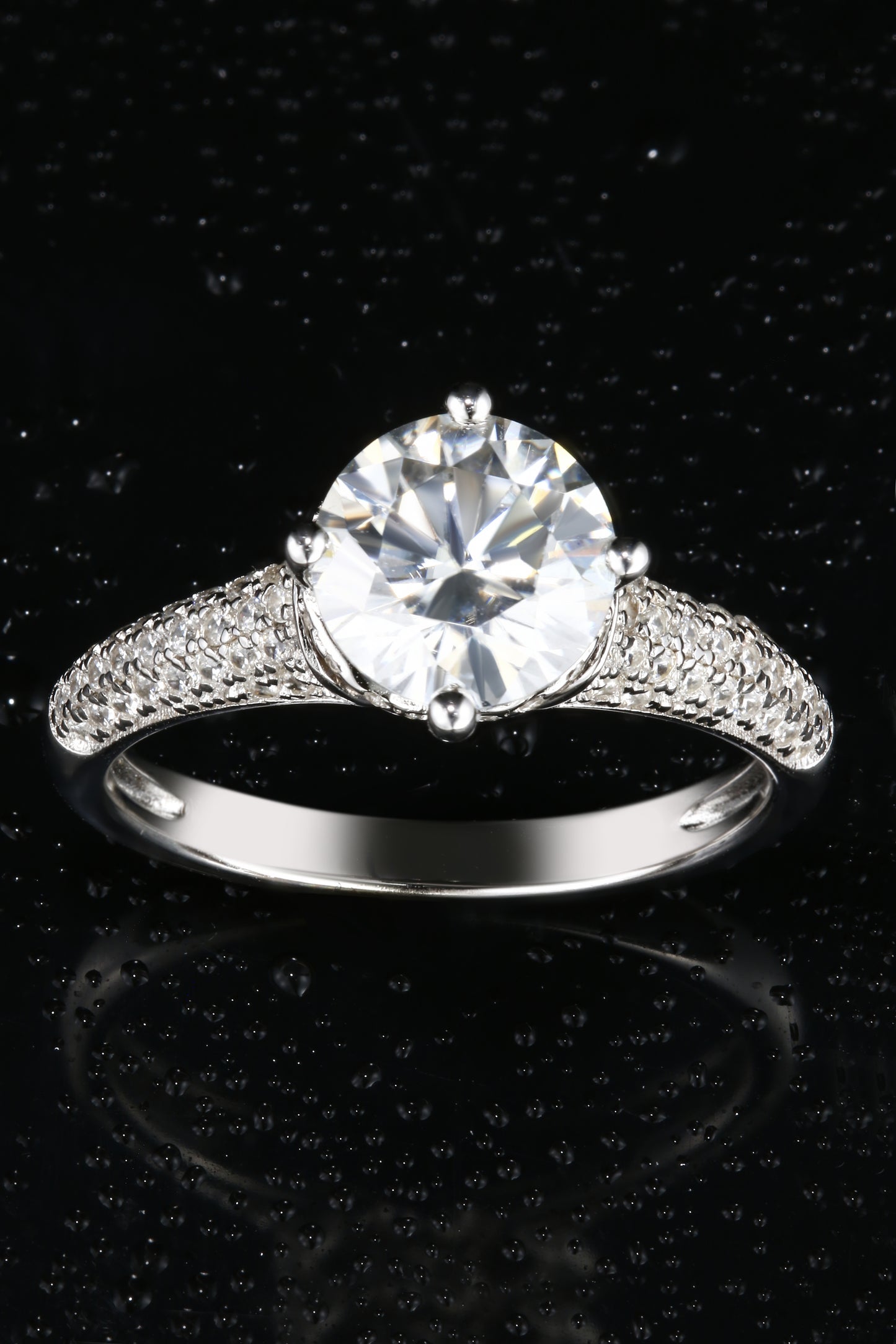 1ct Round Mossanite Women Ring | White Gold-Plated S925 Ring, Custom Available