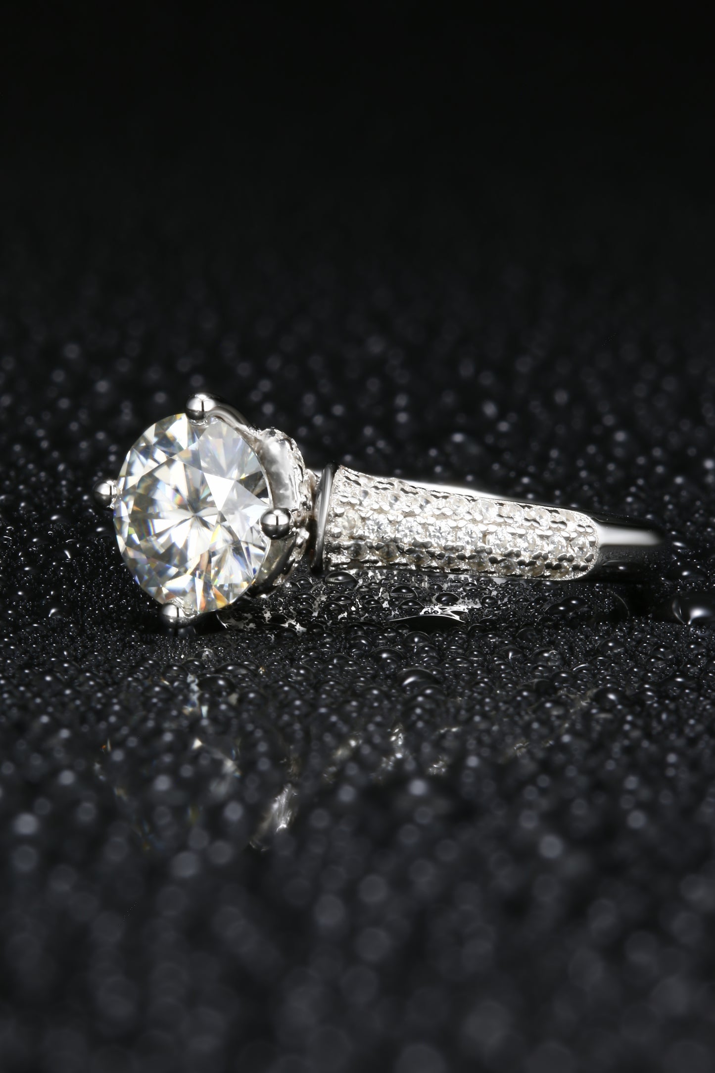 1ct Round Mossanite Women Ring | White Gold-Plated S925 Ring, Custom Available