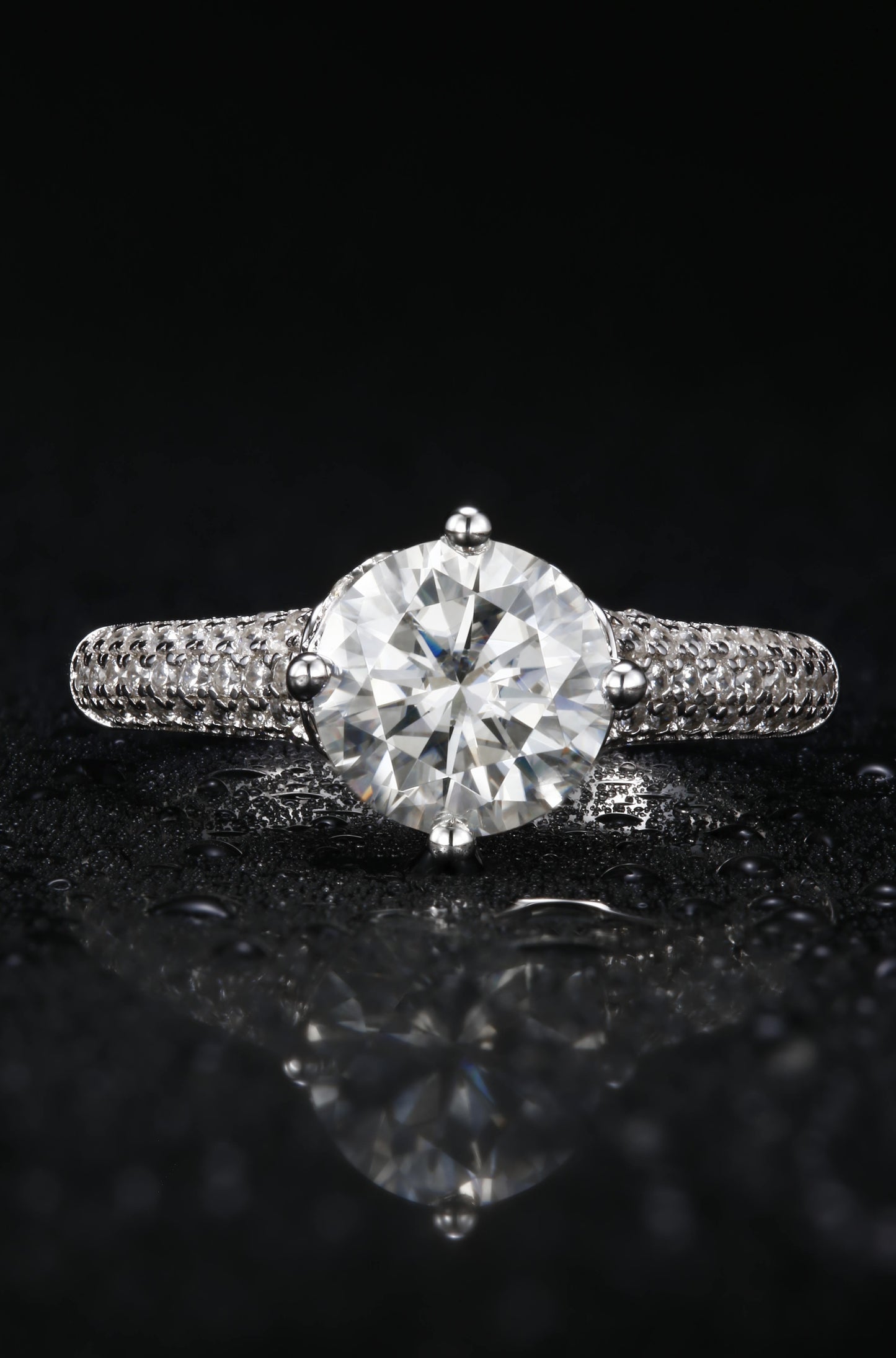 1ct Round Mossanite Women Ring | White Gold-Plated S925 Ring, Custom Available