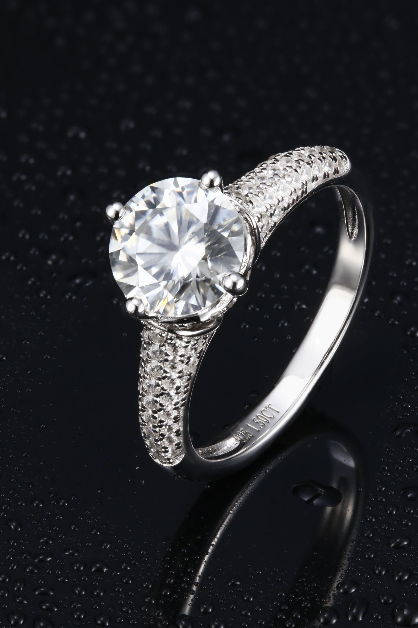 1ct Round Mossanite Women Ring | White Gold-Plated S925 Ring, Custom Available