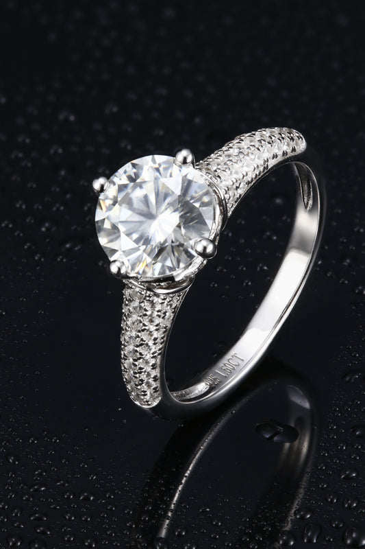 1ct Round Mossanite Women Ring | White Gold-Plated S925 Ring, Custom Available