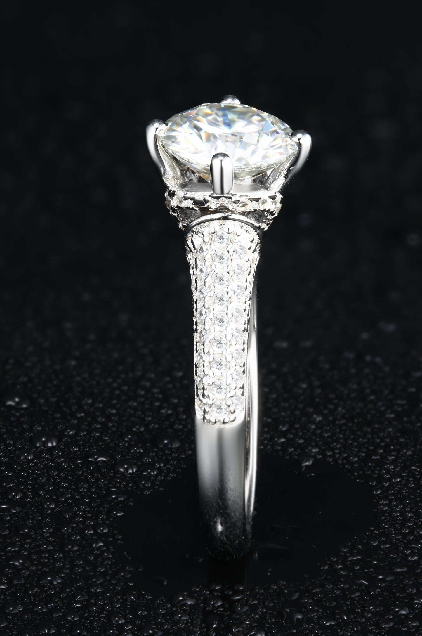 1ct Round Mossanite Women Ring | White Gold-Plated S925 Ring, Custom Available