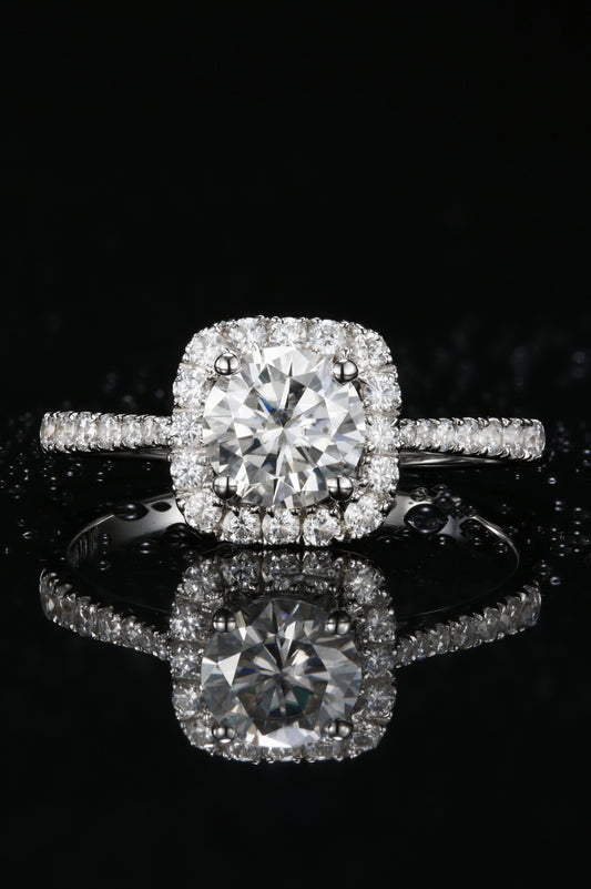 1ct Round Mossanite Women Ring | White Gold-Plated S925 Ring, Custom Available