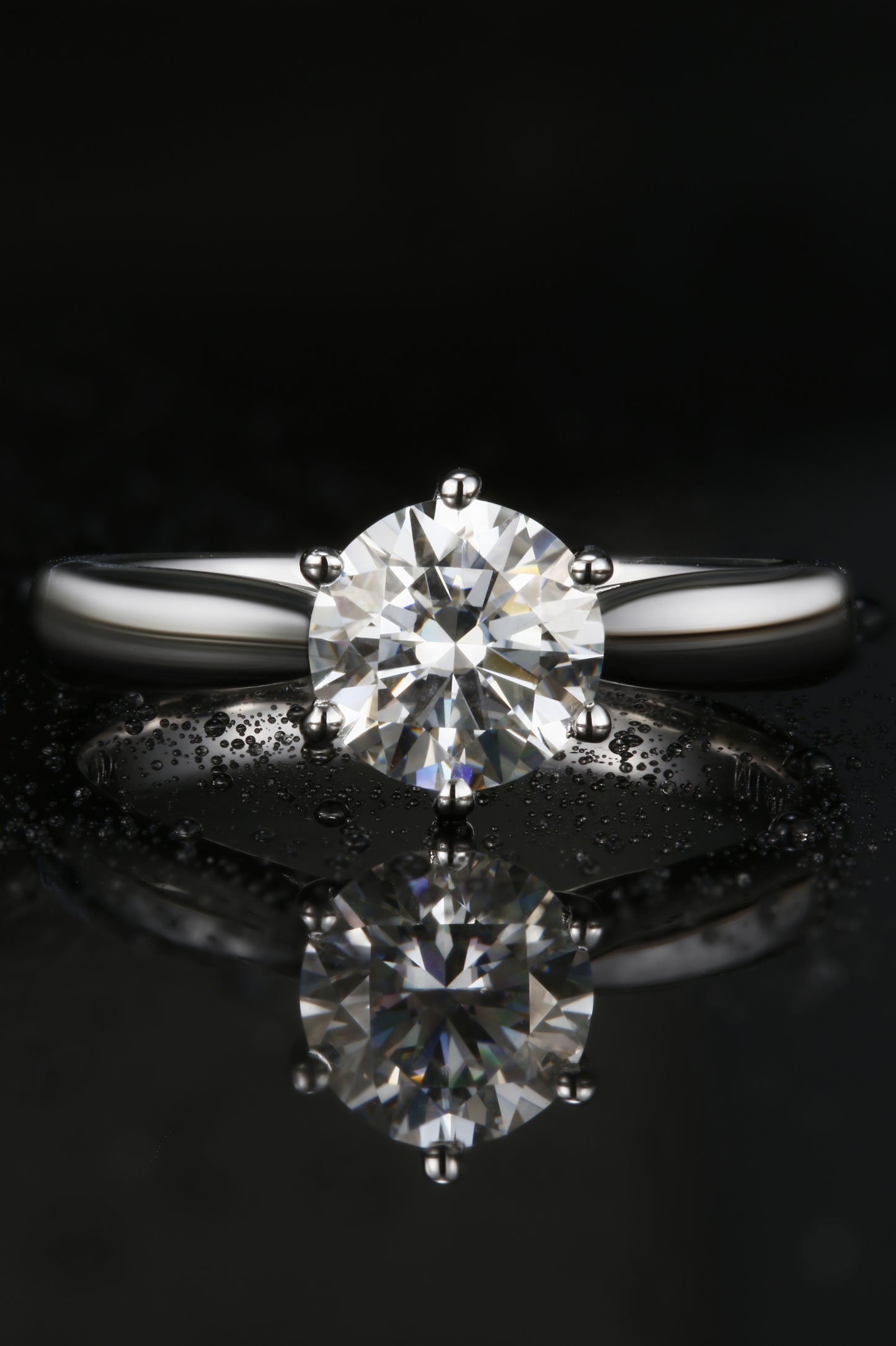 1ct Round Mossanite Women Ring | White Gold-Plated S925 Ring, Custom Available
