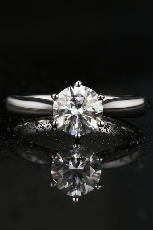 1ct Round Mossanite Women Ring | White Gold-Plated S925 Ring, Custom Available
