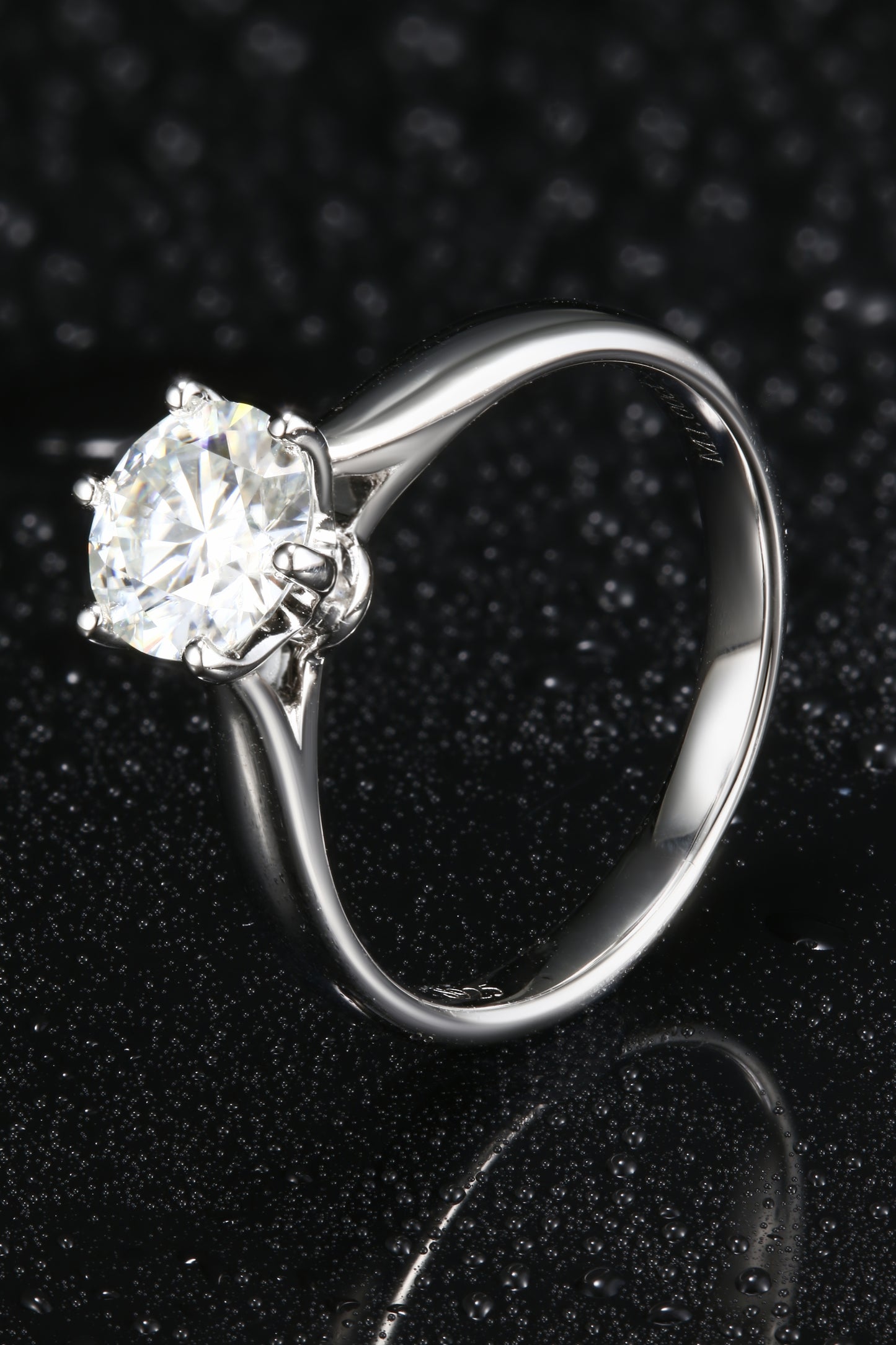 1ct Round Mossanite Women Ring | White Gold-Plated S925 Ring, Custom Available