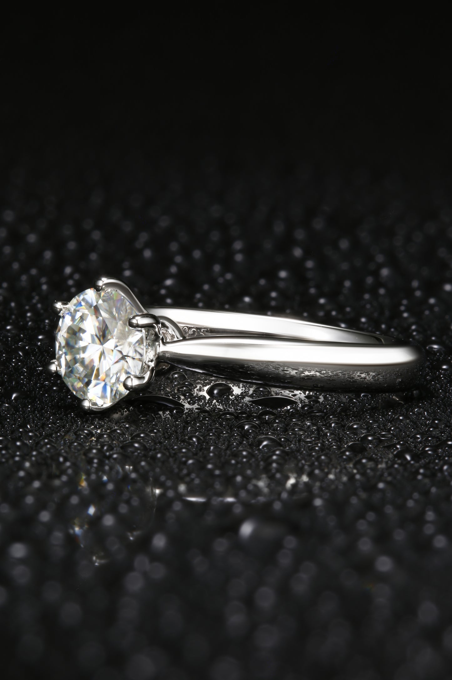 1ct Round Mossanite Women Ring | White Gold-Plated S925 Ring, Custom Available