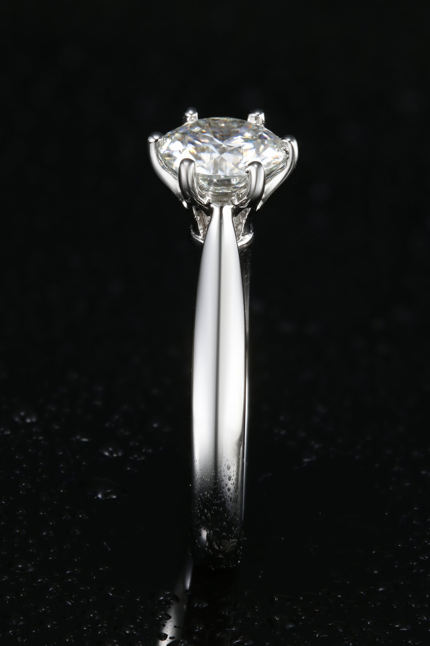 1ct Round Mossanite Women Ring | White Gold-Plated S925 Ring, Custom Available