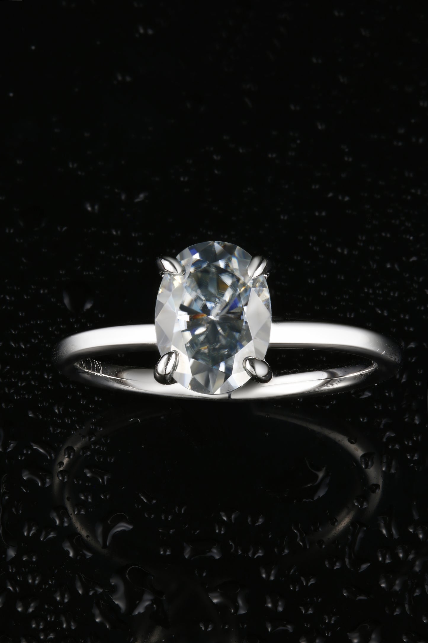 1ct Oval Mossanite Women Ring | White Gold-Plated S925 Ring, Custom Available