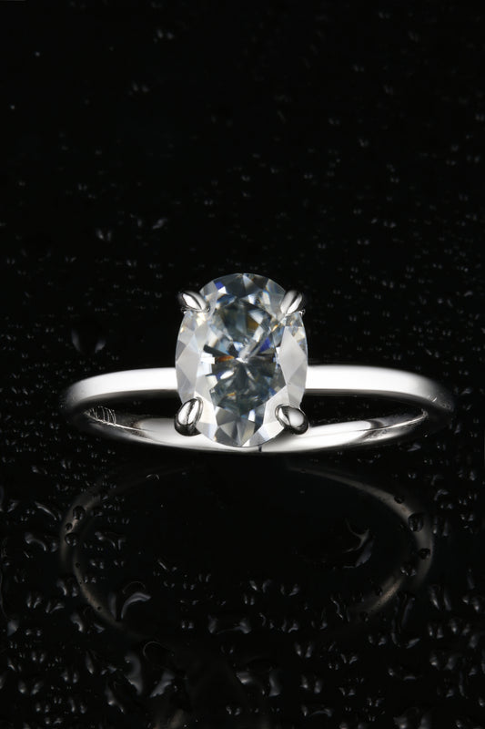 1ct Oval Mossanite Women Ring | White Gold-Plated S925 Ring, Custom Available