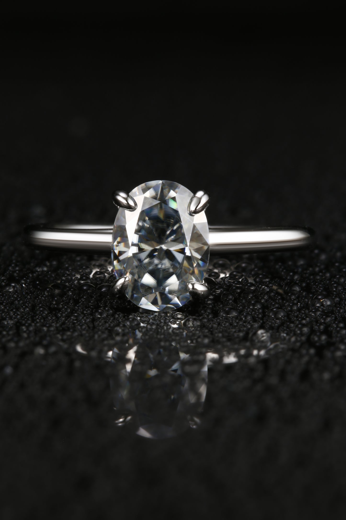 1ct Oval Mossanite Women Ring | White Gold-Plated S925 Ring, Custom Available