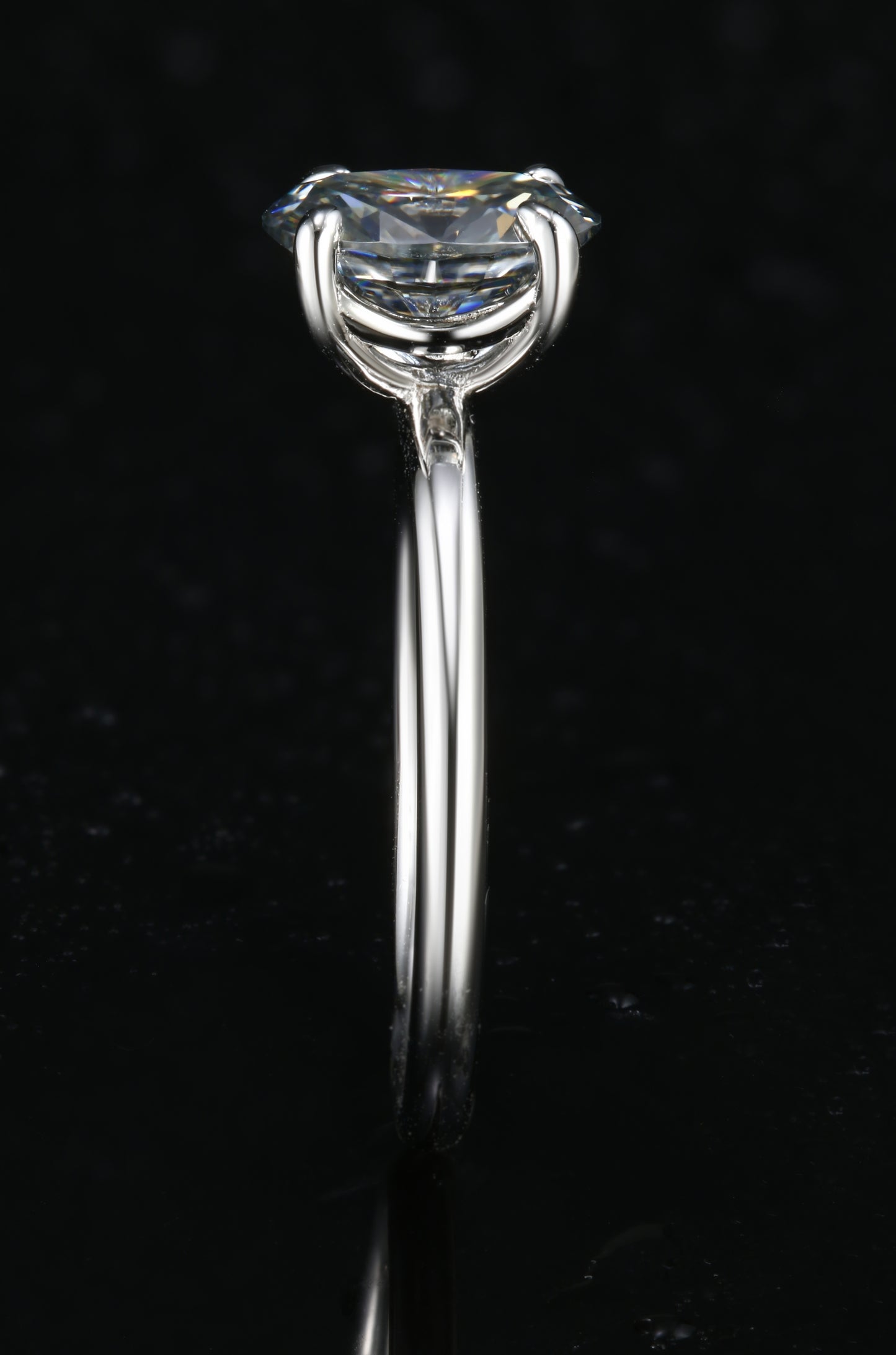 1ct Oval Mossanite Women Ring | White Gold-Plated S925 Ring, Custom Available