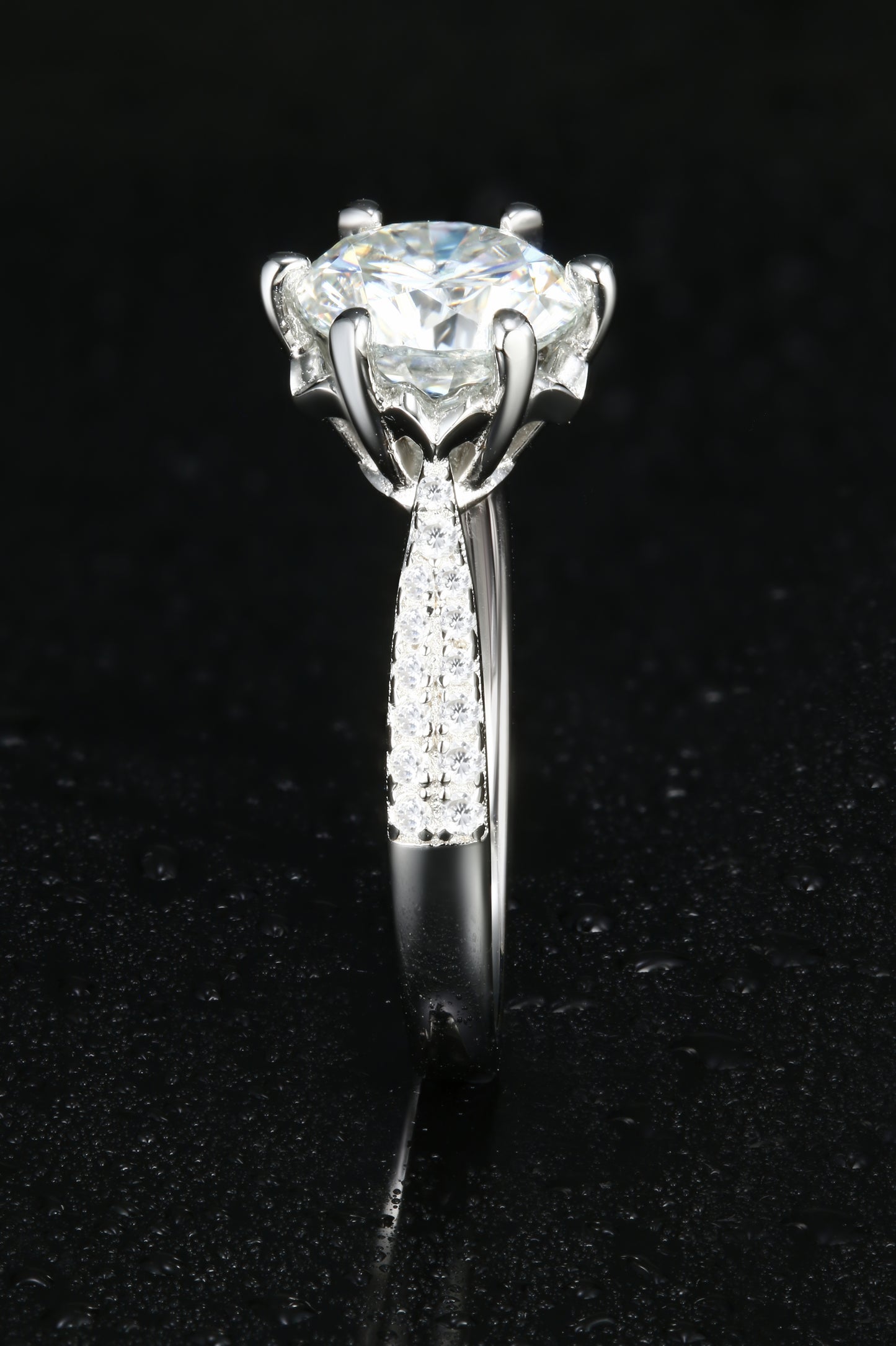 2ct Round Mossanite Women Ring | White Gold-Plated S925 Ring, Custom Available