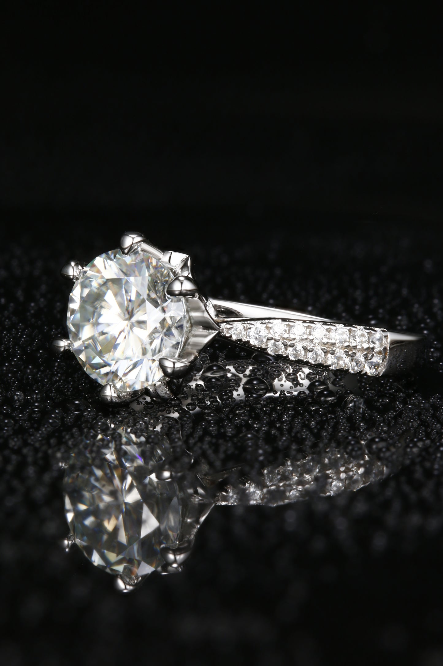 2ct Round Mossanite Women Ring | White Gold-Plated S925 Ring, Custom Available