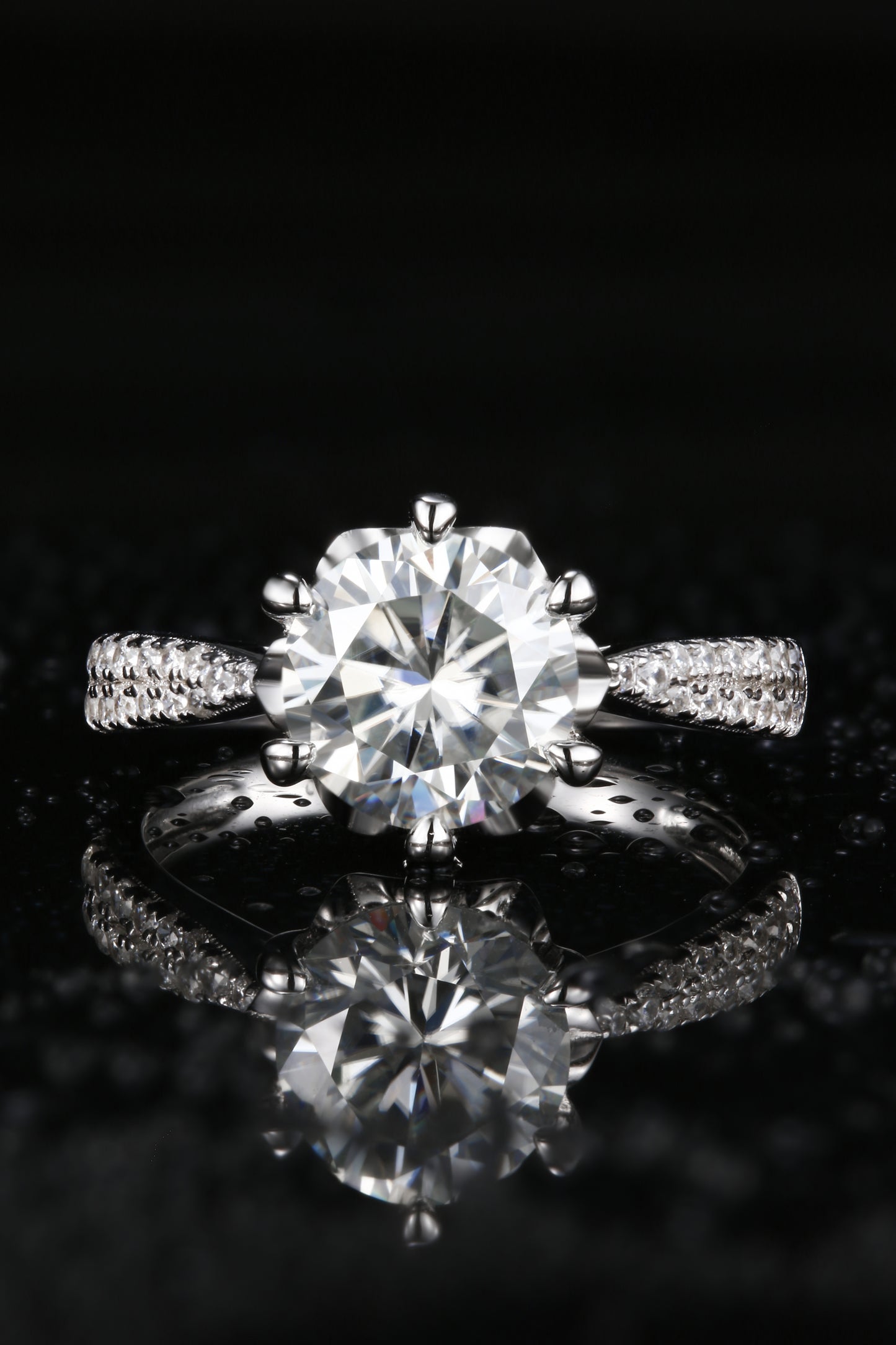 2ct Round Mossanite Women Ring | White Gold-Plated S925 Ring, Custom Available