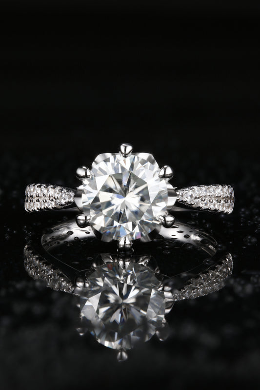 2ct Round Mossanite Women Ring | White Gold-Plated S925 Ring, Custom Available