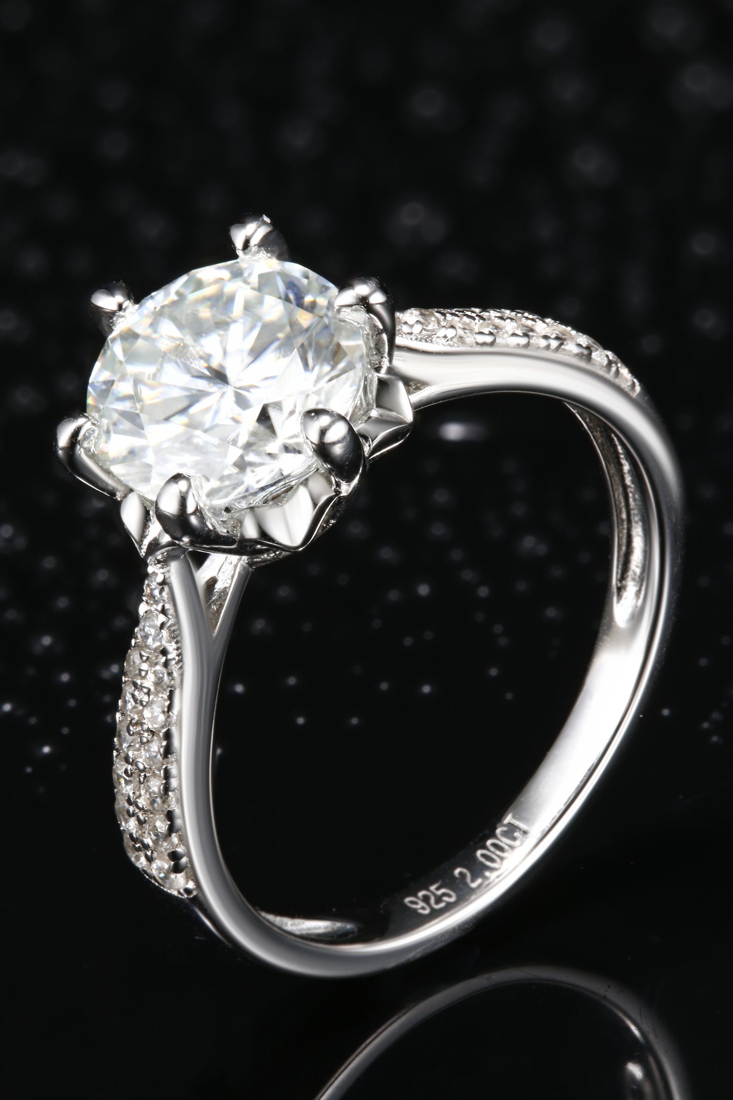2ct Round Mossanite Women Ring | White Gold-Plated S925 Ring, Custom Available