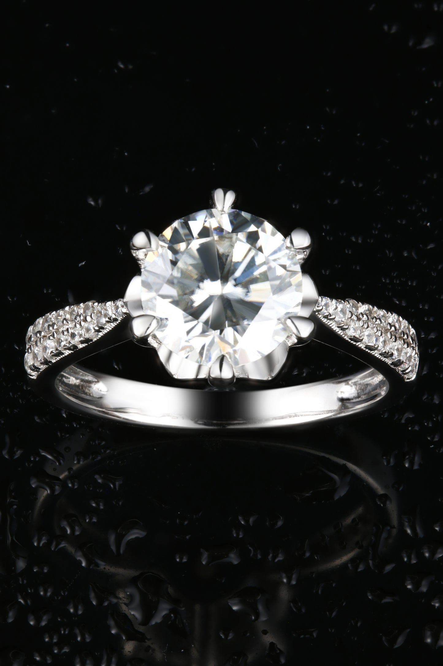 2ct Round Mossanite Women Ring | White Gold-Plated S925 Ring, Custom Available