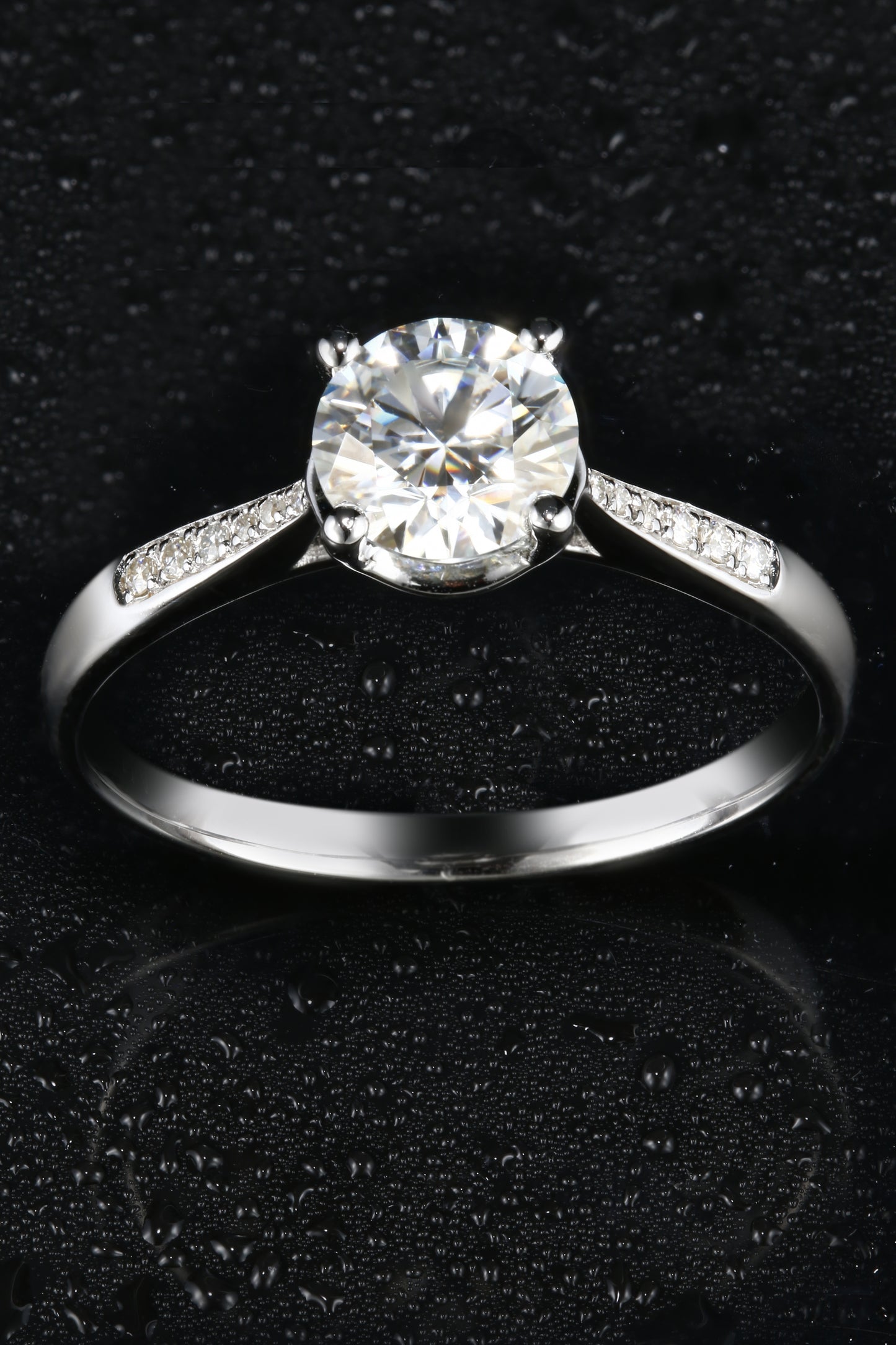 1ct Round Mossanite Women Ring | White Gold-Plated S925 Ring, Custom Available