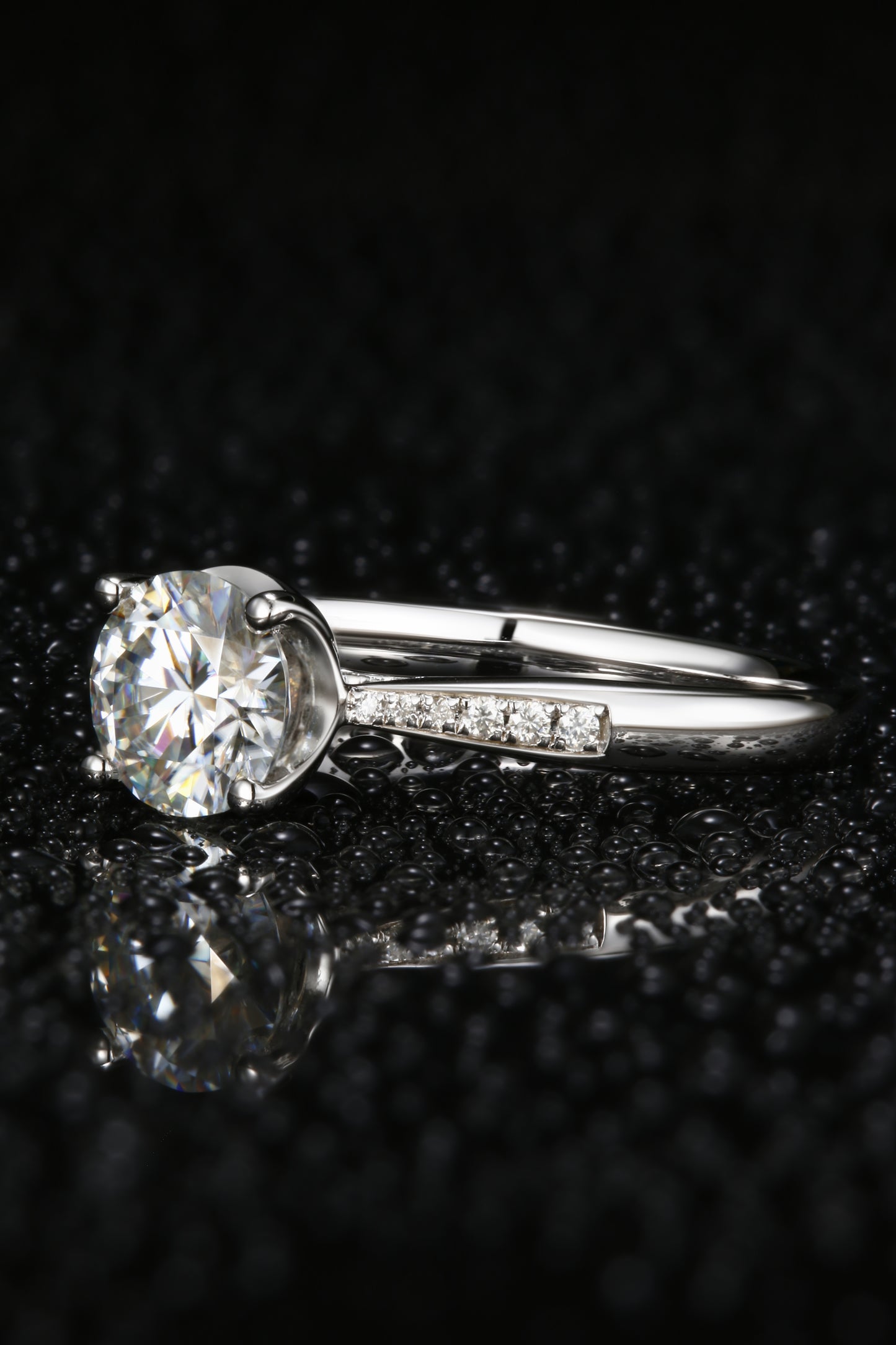 1ct Round Mossanite Women Ring | White Gold-Plated S925 Ring, Custom Available