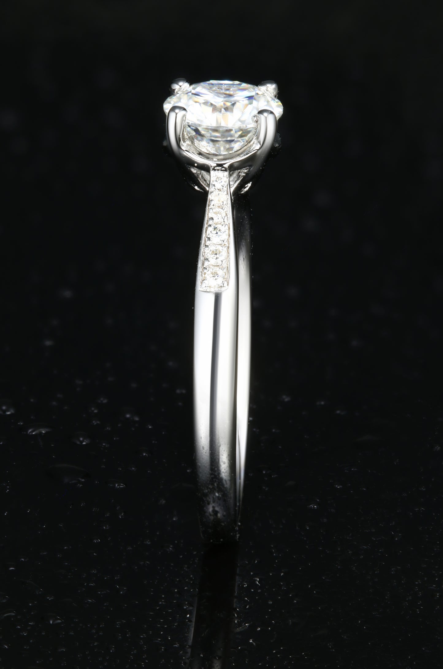 1ct Round Mossanite Women Ring | White Gold-Plated S925 Ring, Custom Available