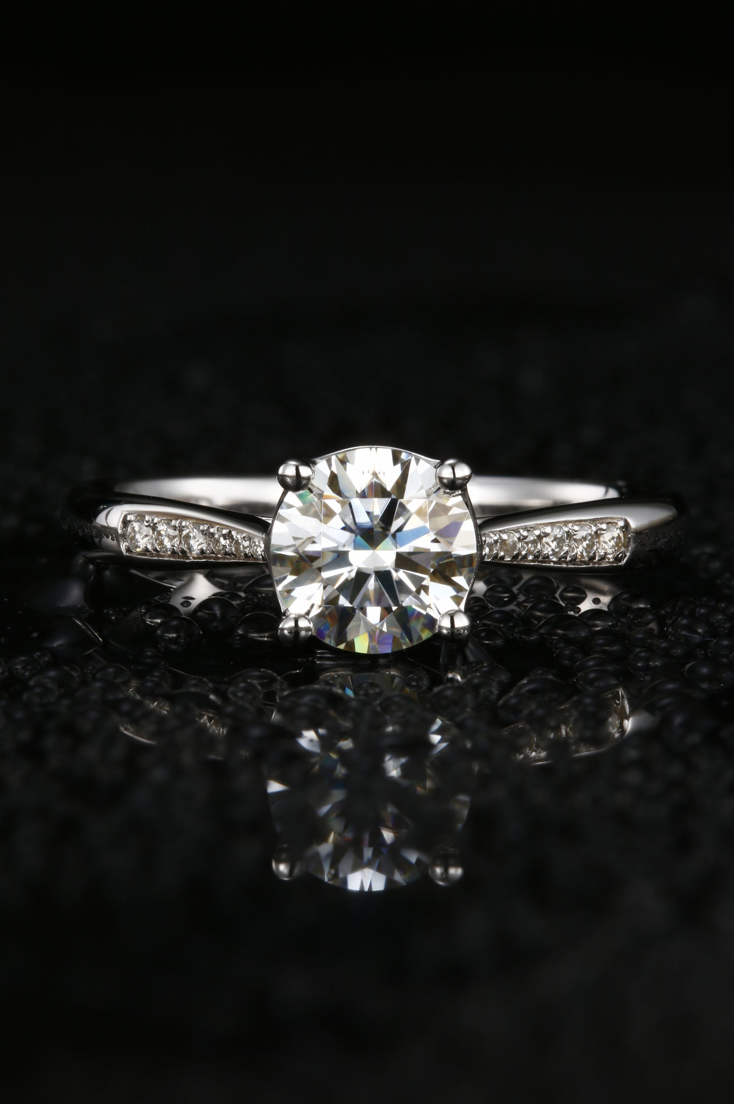 1ct Round Mossanite Women Ring | White Gold-Plated S925 Ring, Custom Available