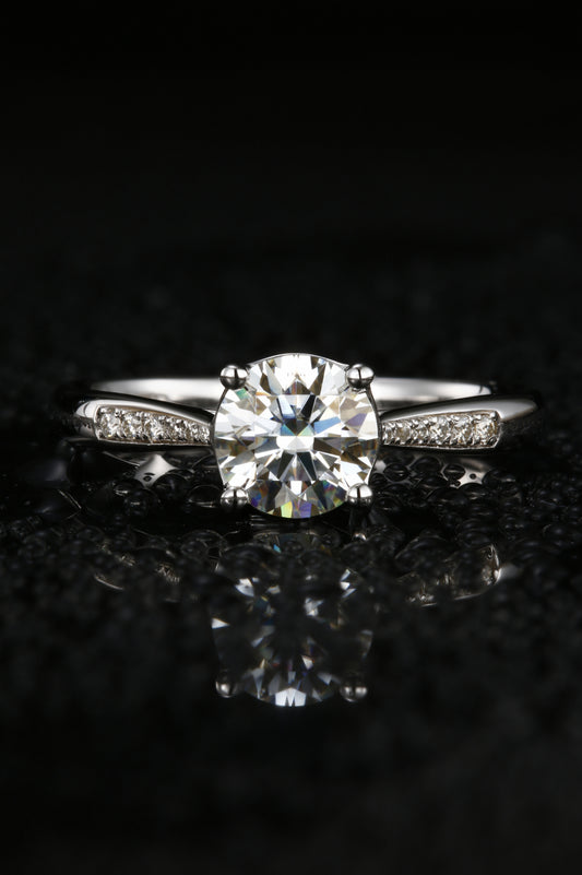 1ct Round Mossanite Women Ring | White Gold-Plated S925 Ring, Custom Available