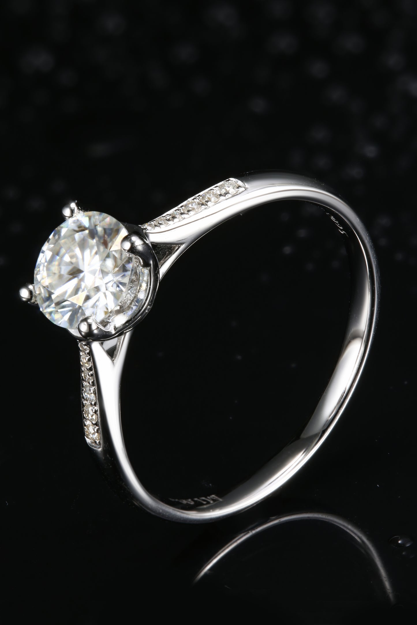 1ct Round Mossanite Women Ring | White Gold-Plated S925 Ring, Custom Available