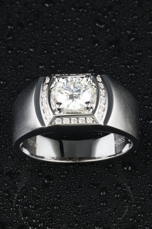 1ct Round Mossanite Women Ring | White Gold-Plated S925 Ring, Custom Available