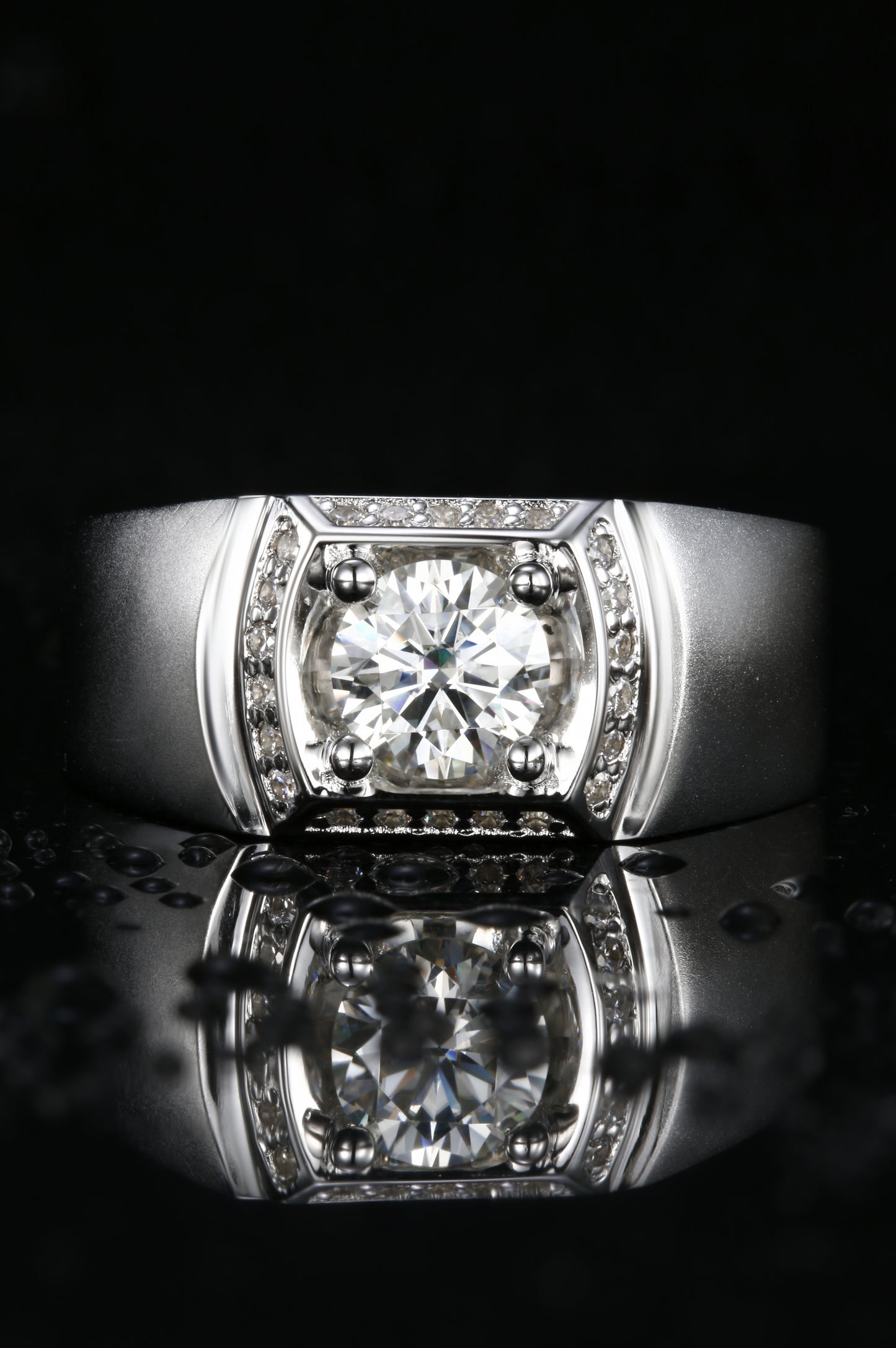1ct Round Mossanite Women Ring | White Gold-Plated S925 Ring, Custom Available