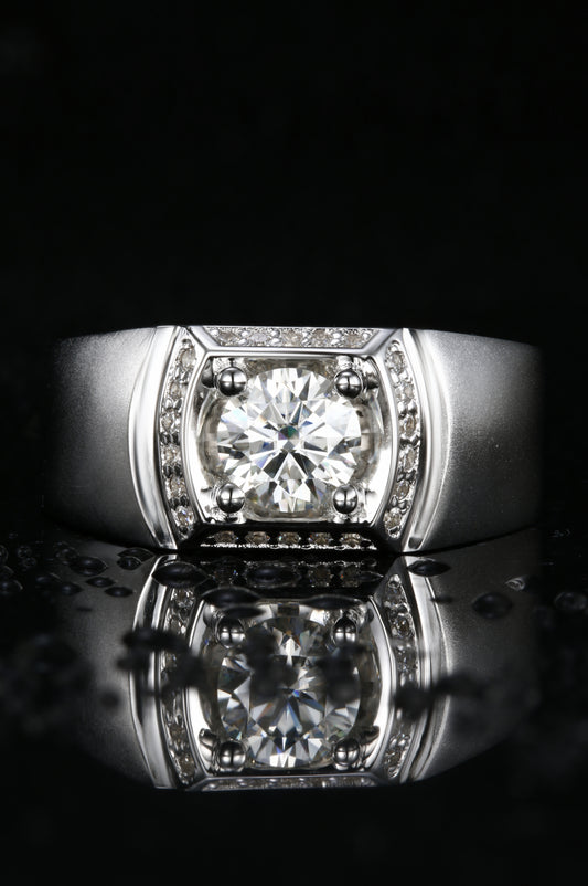 1ct Round Mossanite Women Ring | White Gold-Plated S925 Ring, Custom Available