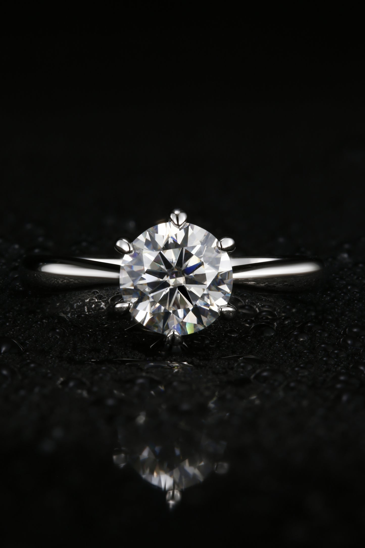 1ct Round Mossanite Women Ring | White Gold-Plated S925 Ring, Custom Available