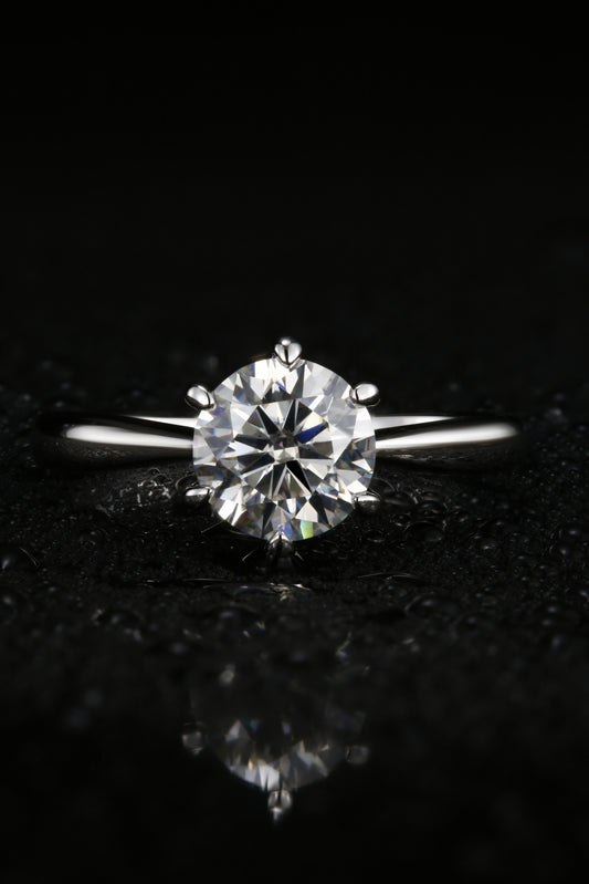 1ct Round Mossanite Women Ring | White Gold-Plated S925 Ring, Custom Available