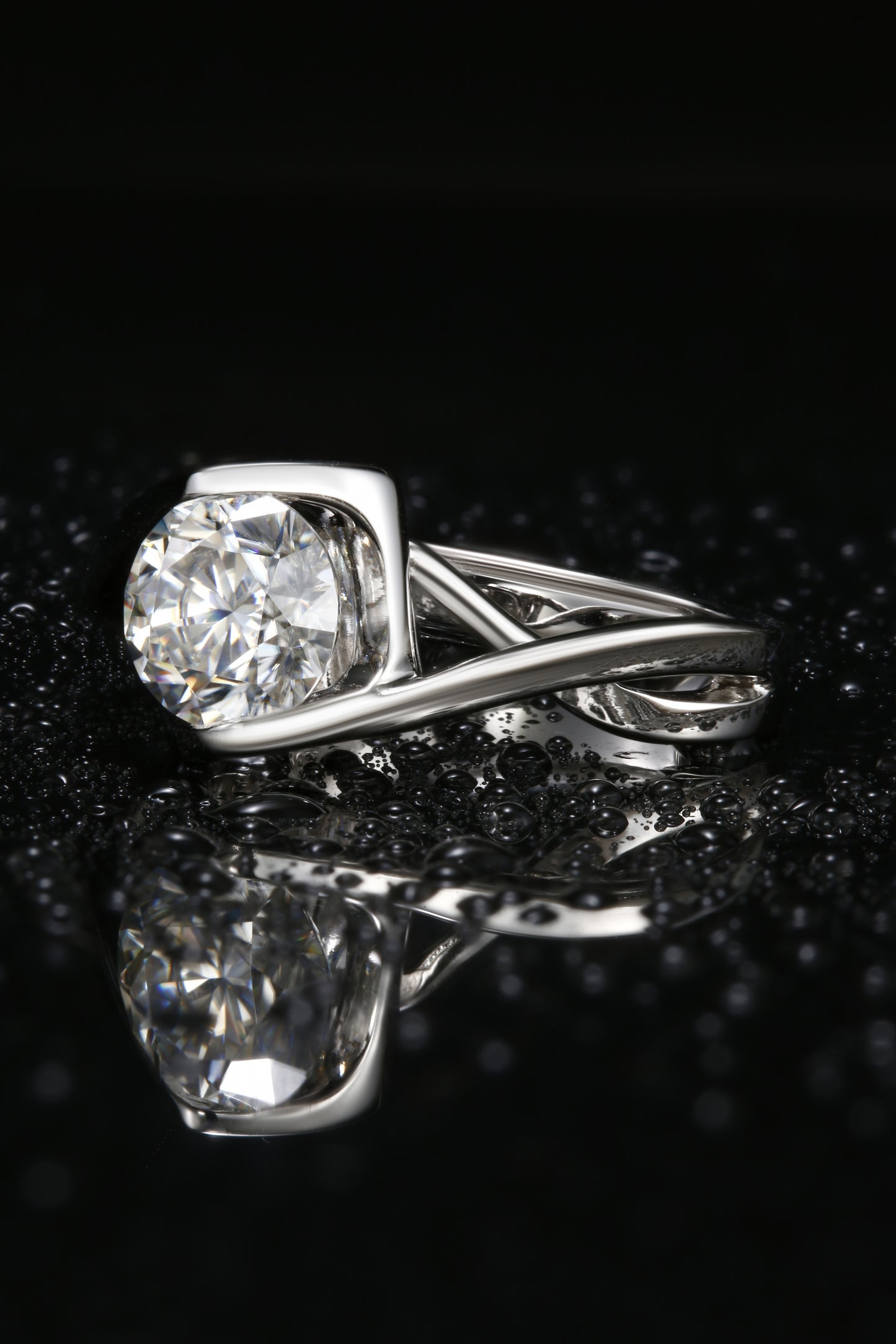 1ct Round Mossanite Women Ring | White Gold-Plated S925 Ring, Custom Available
