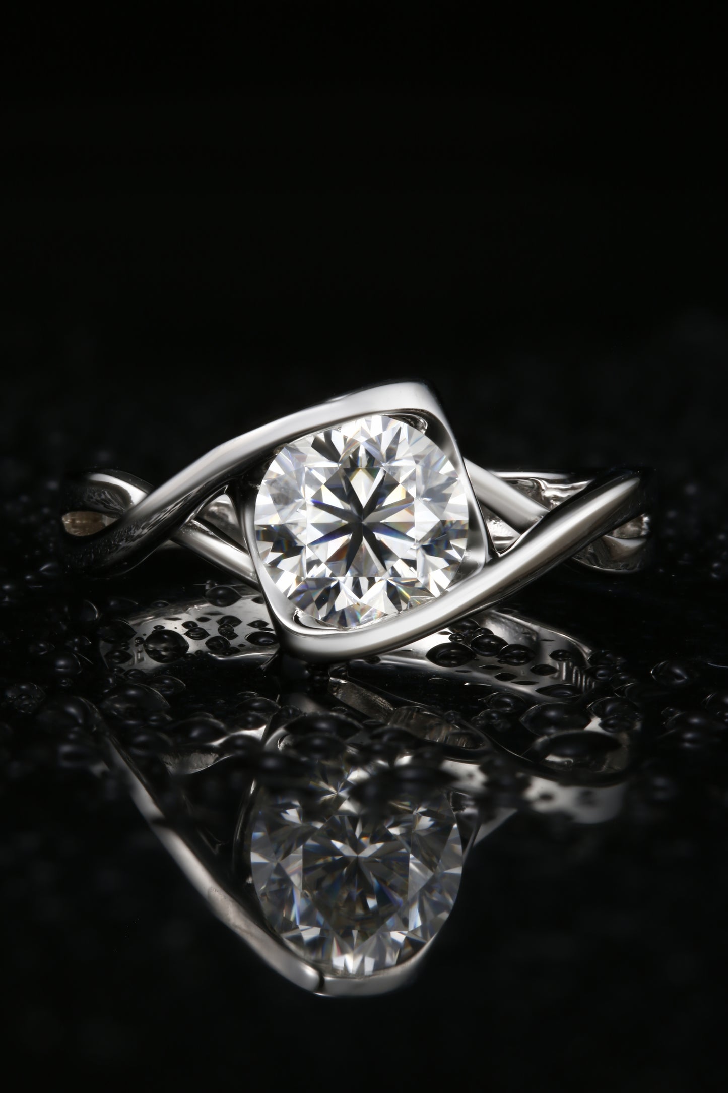 1ct Round Mossanite Women Ring | White Gold-Plated S925 Ring, Custom Available