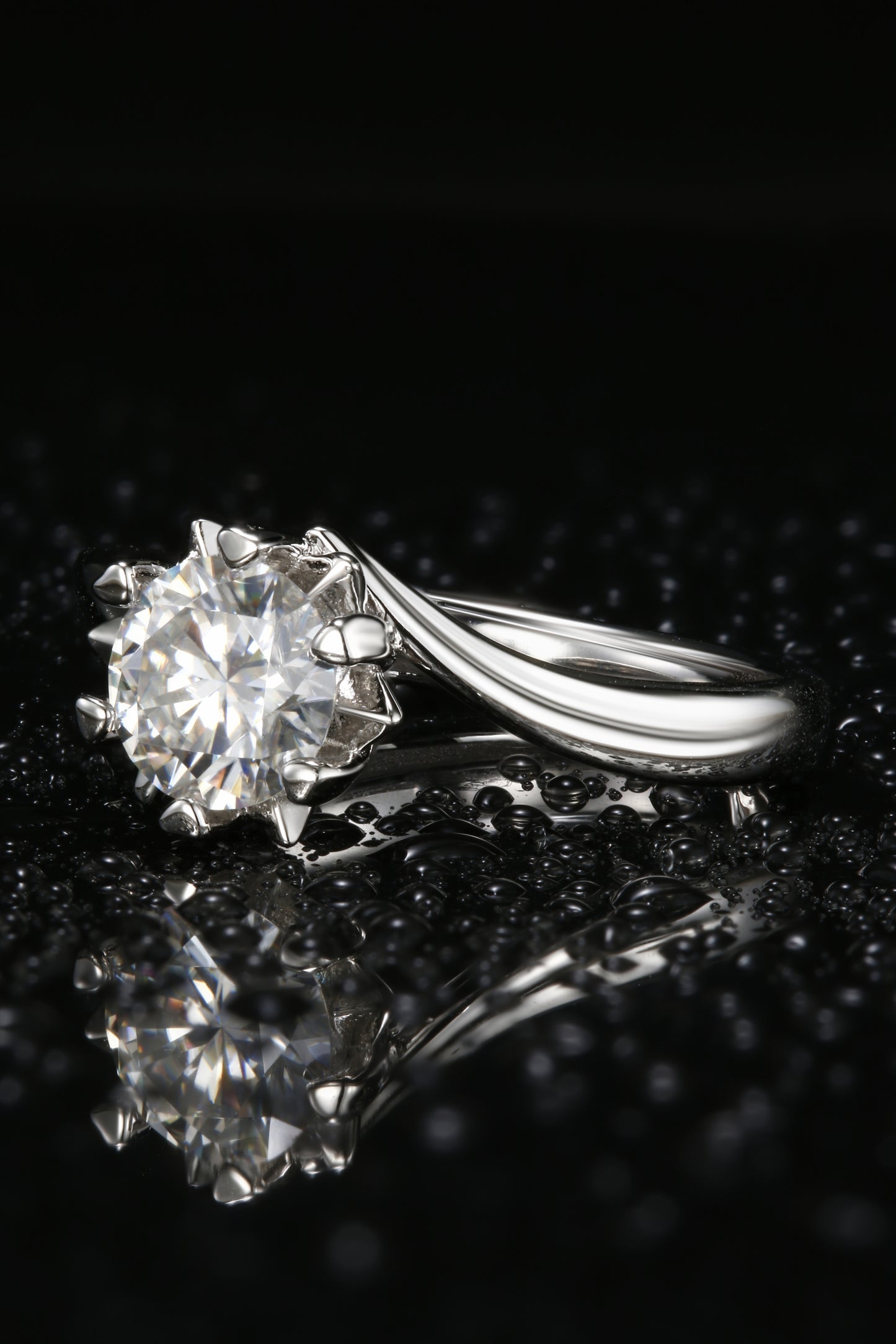 1ct Round Mossanite Women Ring | White Gold-Plated S925 Ring, Custom Available