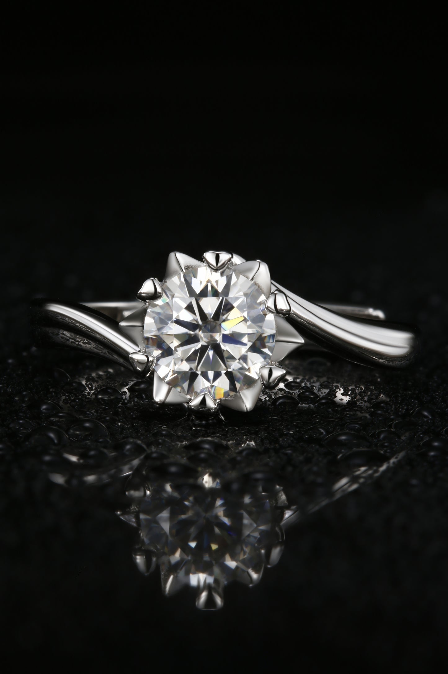 1ct Round Mossanite Women Ring | White Gold-Plated S925 Ring, Custom Available