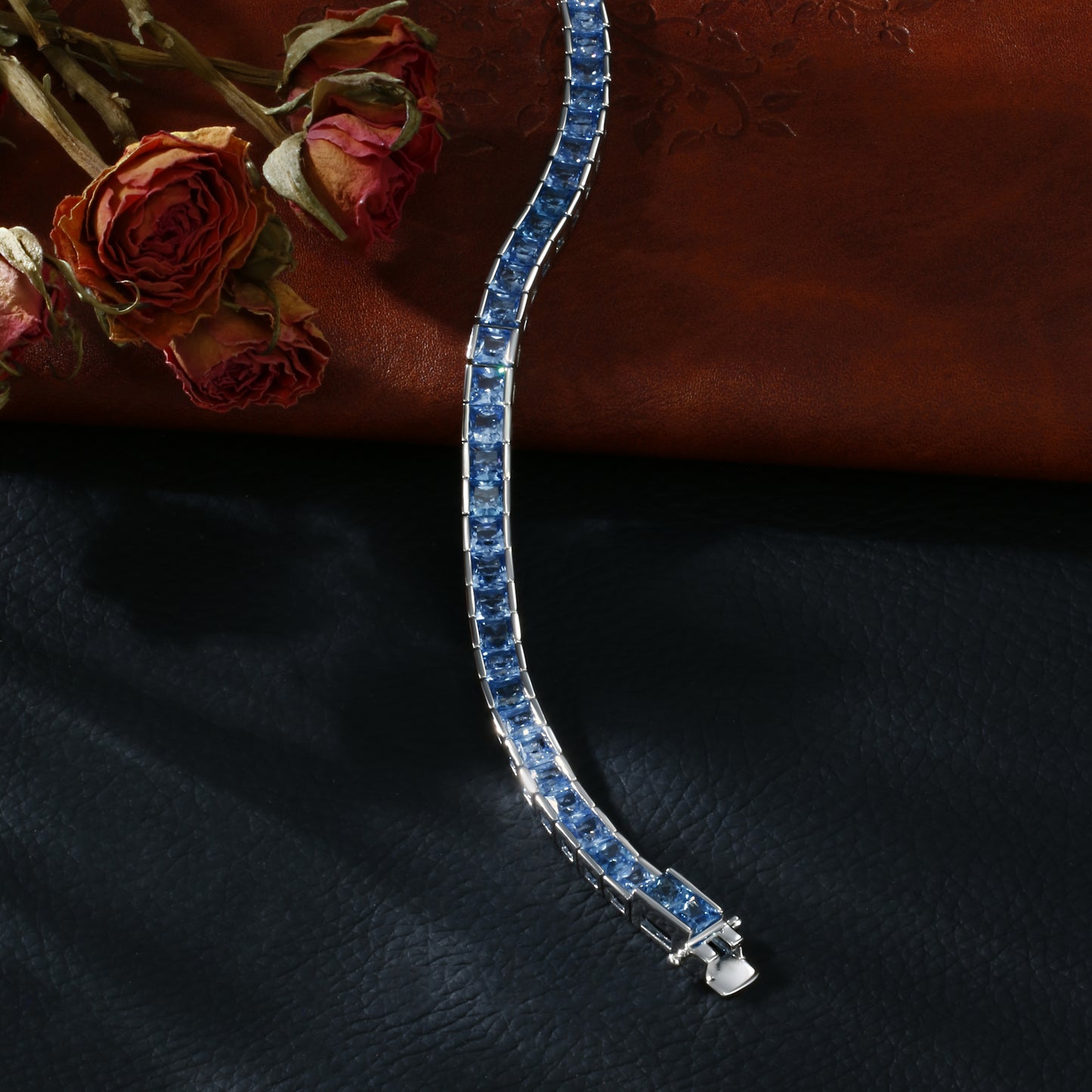 Blue Spinel Tennis Bracelet -Plated S925 Silver, Custom Available