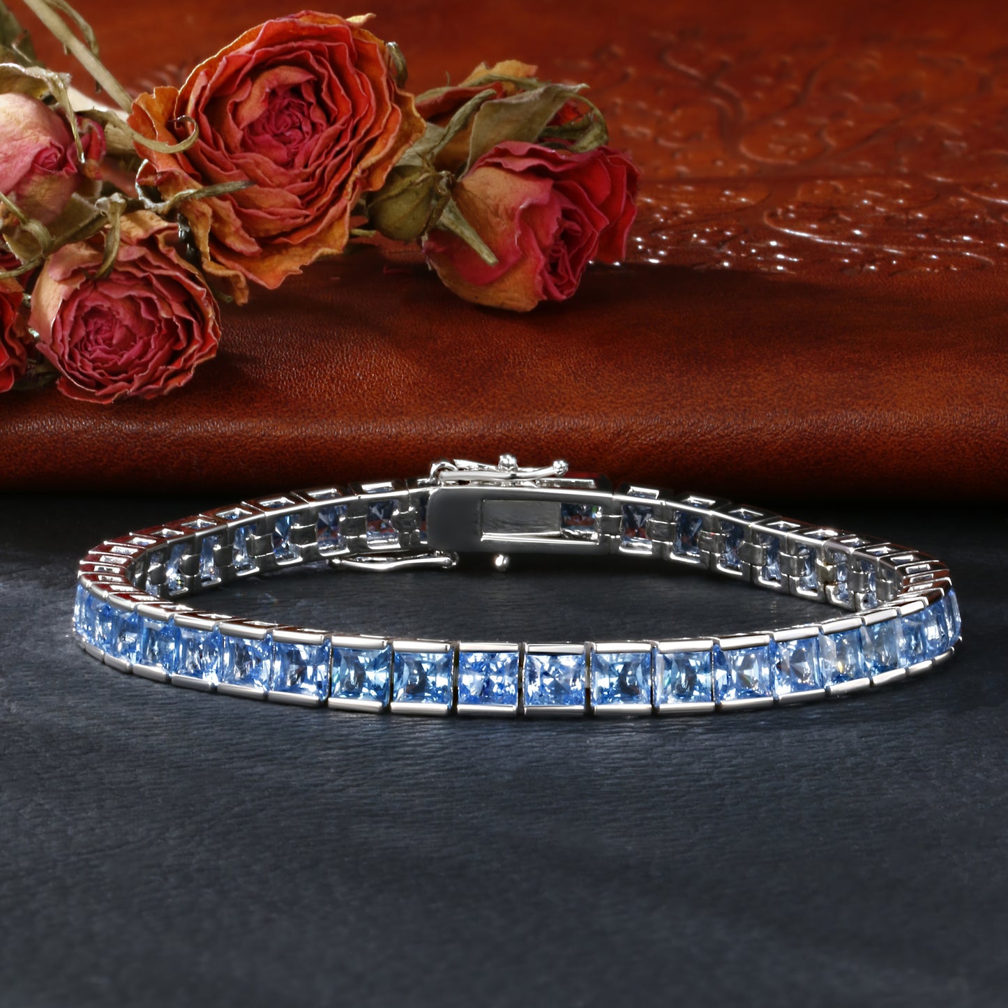 Blue Spinel Tennis Bracelet -Plated S925 Silver, Custom Available