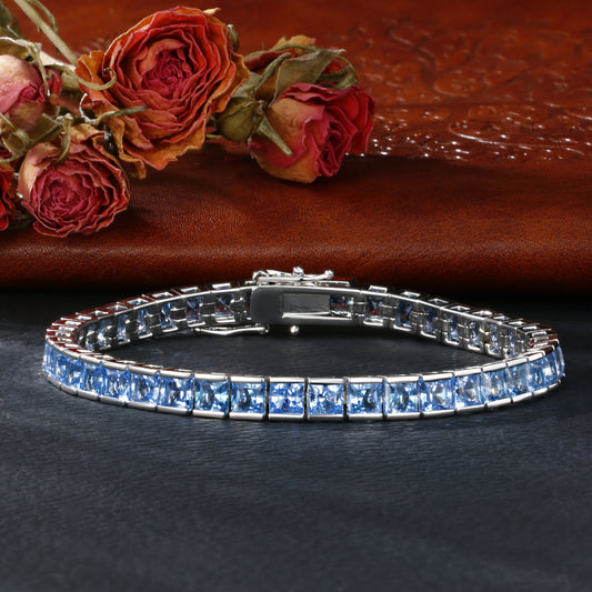 Blue Spinel Tennis Bracelet -Plated S925 Silver, Custom Available