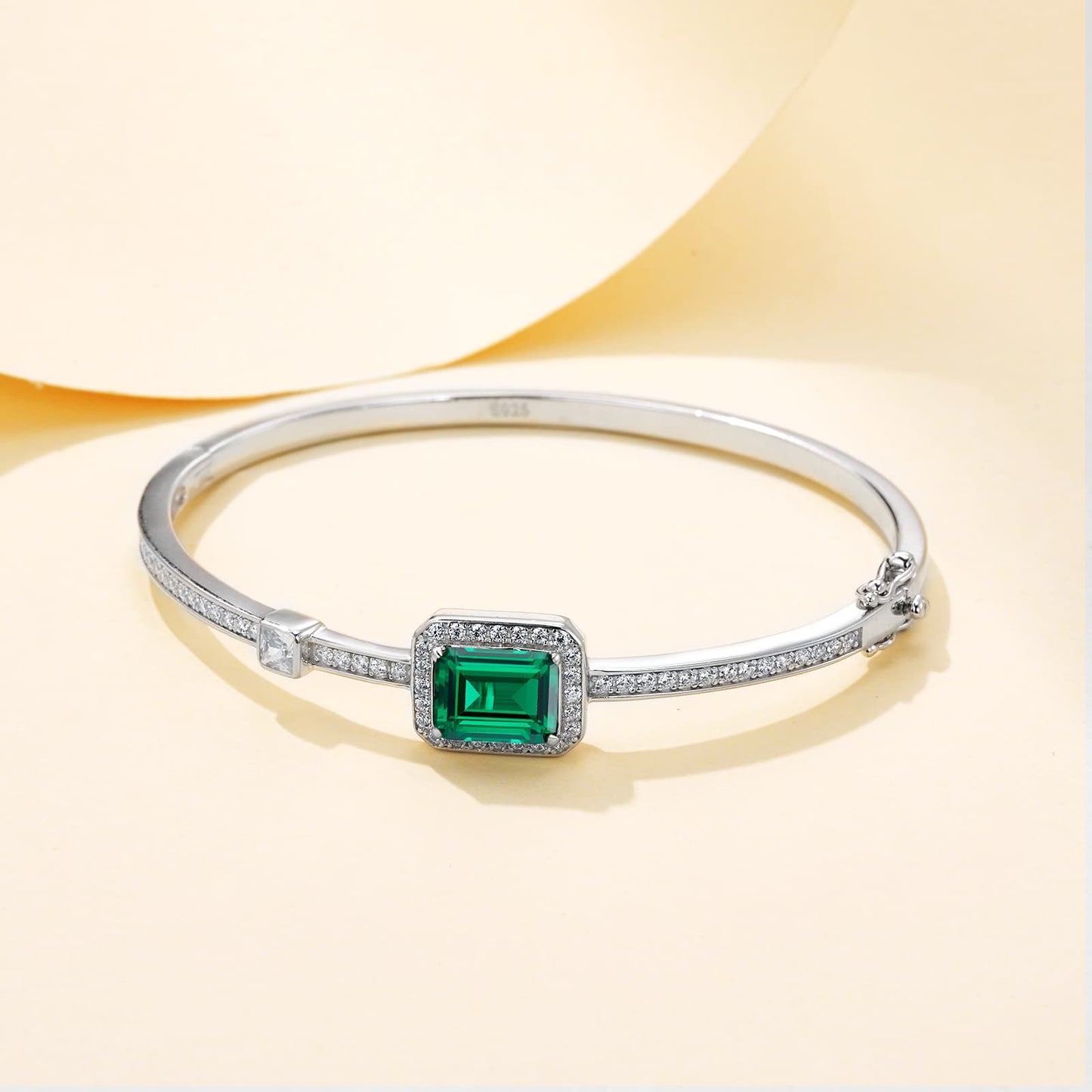2.03 Ct Emerald Cut Lab Emerald Bracelet | Rhodium-Plated S925 Silver, Custom Available