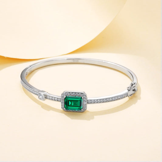 2.03ct Rectangular Lab Emerald Earrings | Rhodium-Plated S925 Silver, Custom Available