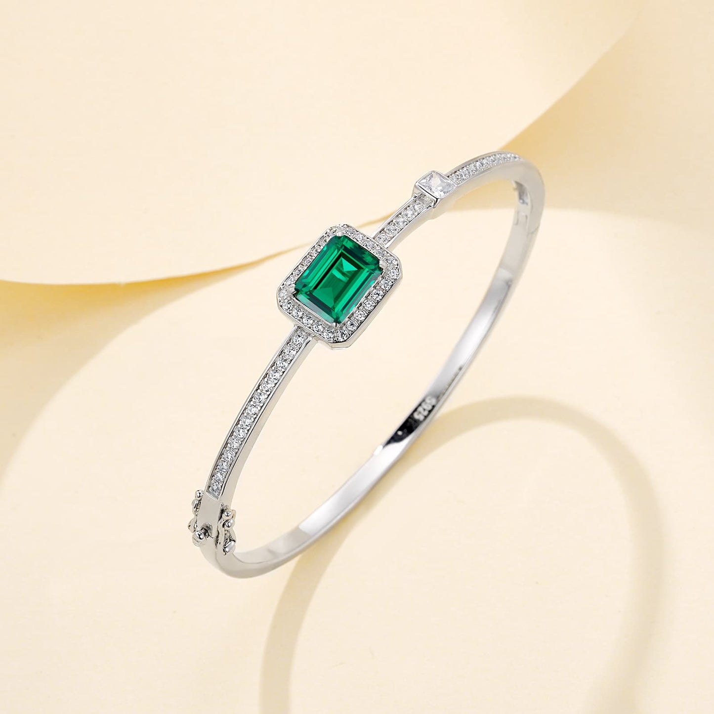 2.03 Ct Emerald Cut Lab Emerald Bracelet | Rhodium-Plated S925 Silver, Custom Available